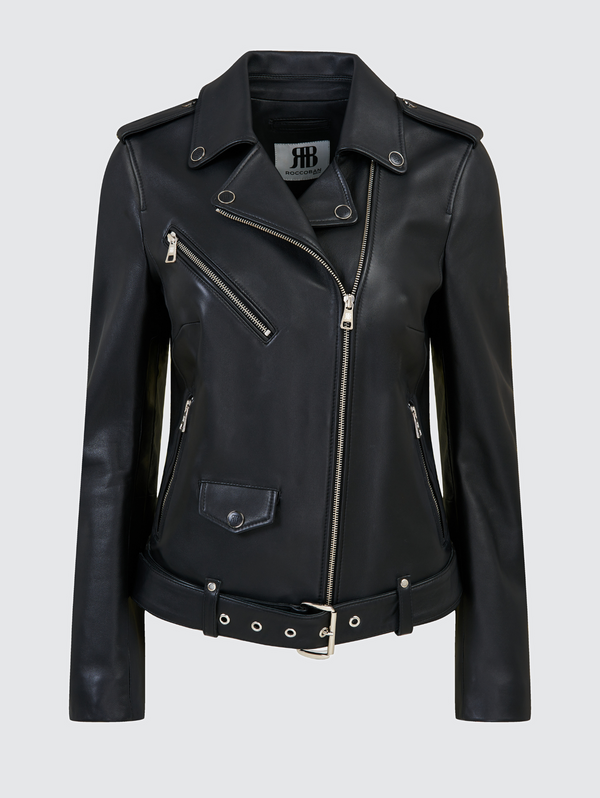 Trinity Black Onyx Regular-Fit Damen Biker Lederjacke aus Nappa Vollnarbenleder