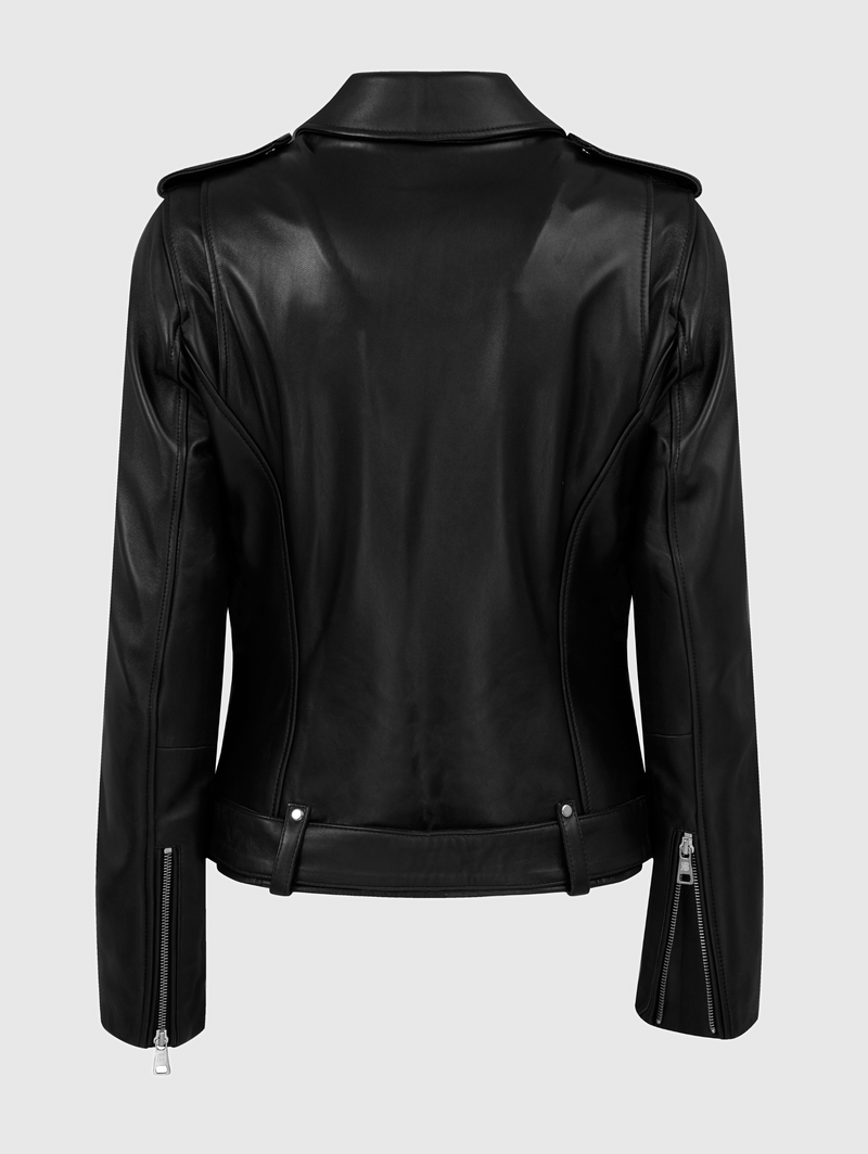 Trinity Black Onyx Regular-Fit Damen Biker Lederjacke aus Nappa Vollnarbenleder